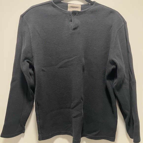 Fear of God Essentials Thermal Waffle-Knit Cotton Henley T-Shirt - Picture 1 of 9
